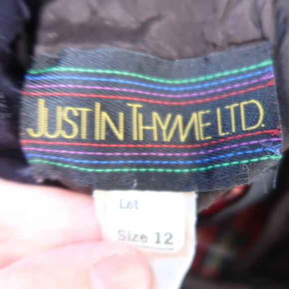 Vintage 80s Just In Thyme Red and Black Plaid Knee Length Dress 12 - Picture 5 of 6